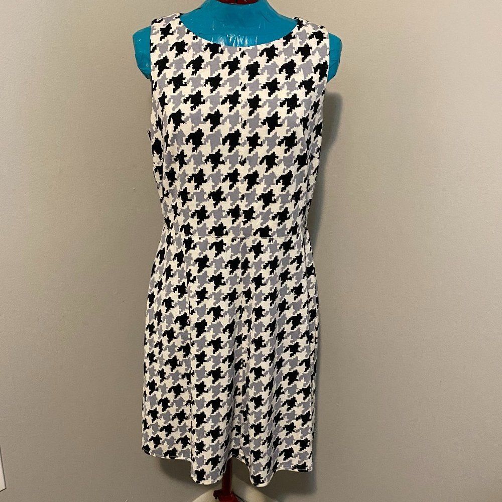 Donna Morgan Vintage Style Hounds Tooth Fitted Dress Size 12